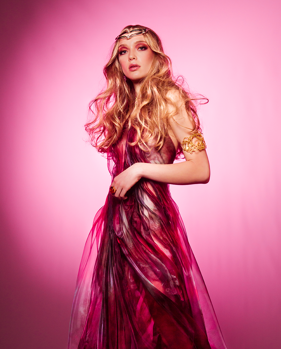 Diaphanous Lacquered Organza Gown