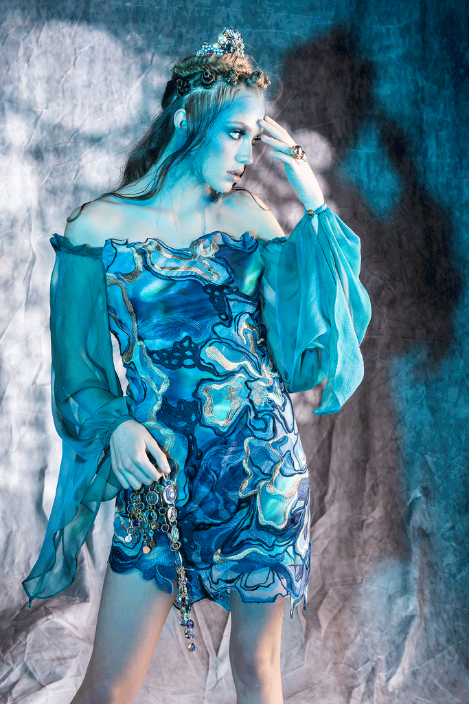 'Poseidon's Dream' Embroidered Tulle Dress