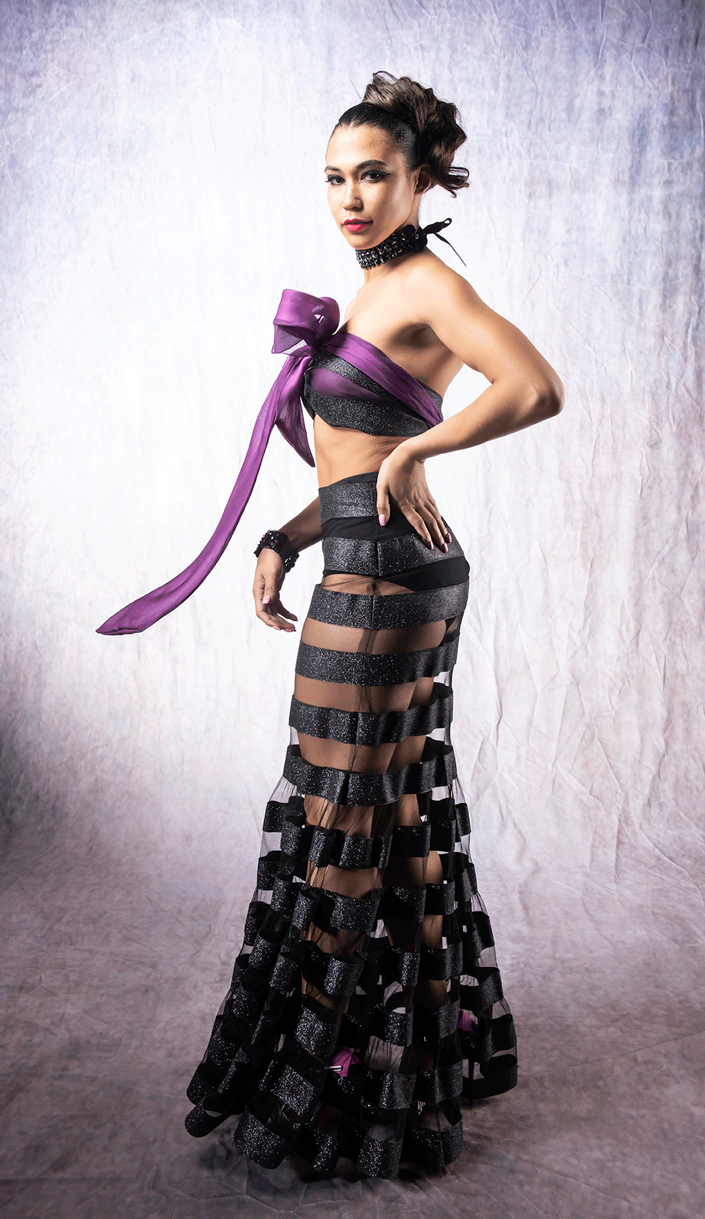 Coquette Metallic Banded Evening Skirt